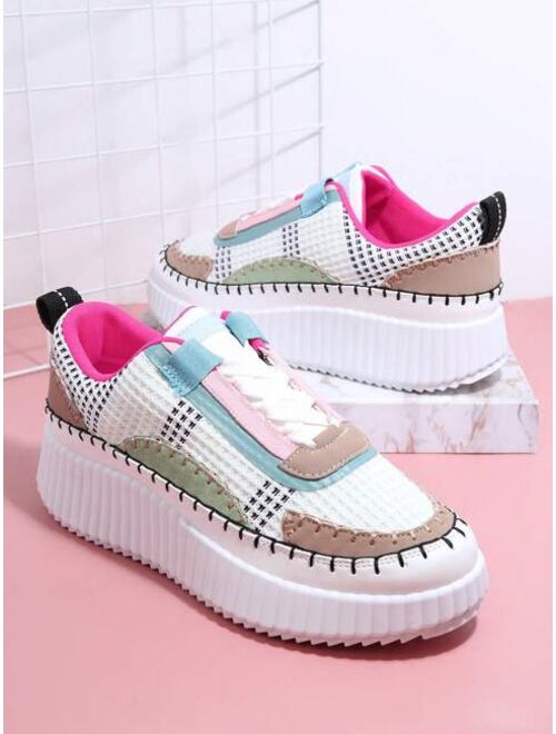 Shein Colorblock Lace-up Front Skate Shoes