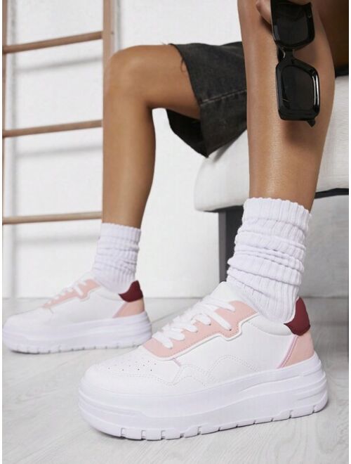 Shein Colorblock Lace-up Front Skate Shoes