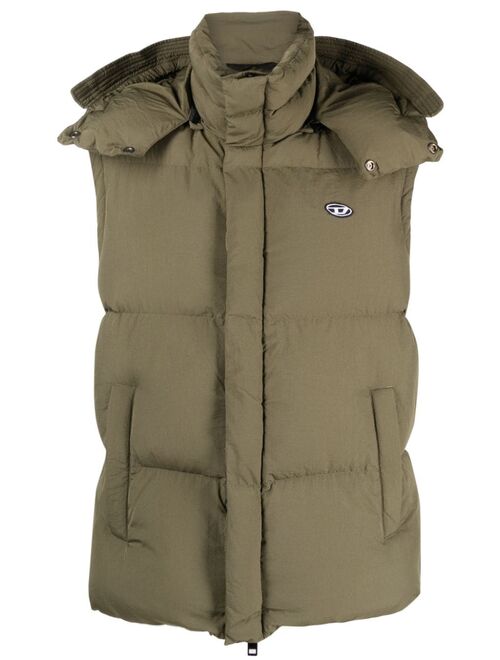 Diesel logo-patch hooded padded gilet