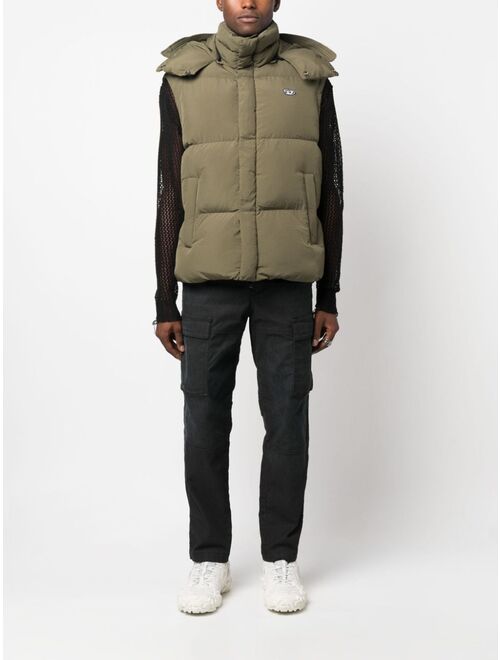 Diesel logo-patch hooded padded gilet