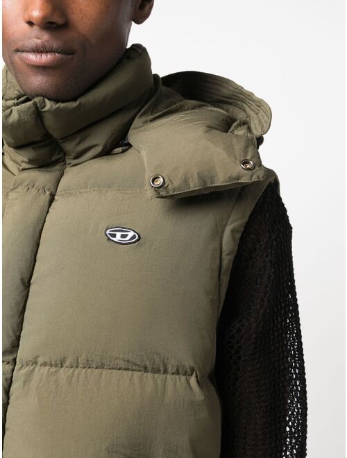 Diesel logo-patch hooded padded gilet