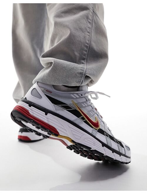 Nike P-6000 sneakers in silver and red