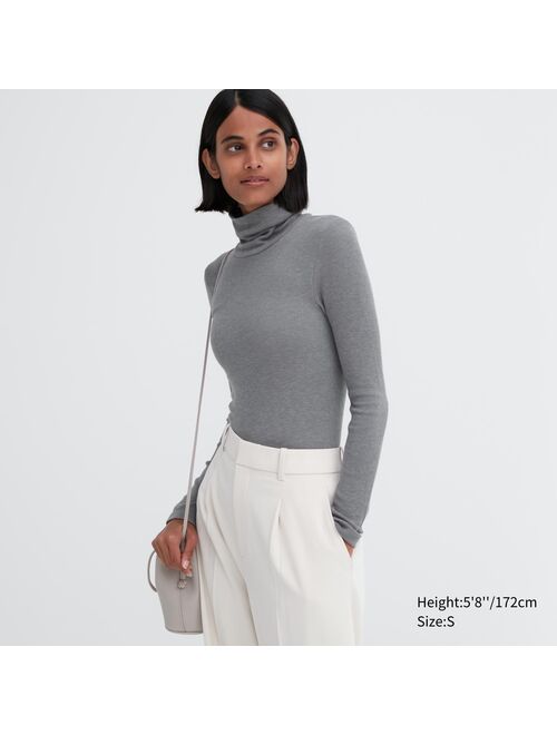 UNIQLO HEATTECH Extra Warm Seamless Ribbed Turtleneck Long-Sleeve T-Shirt