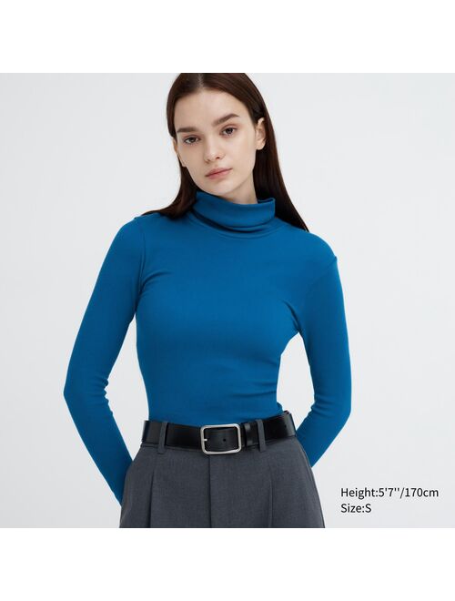 UNIQLO HEATTECH Extra Warm Seamless Ribbed Turtleneck Long-Sleeve T-Shirt