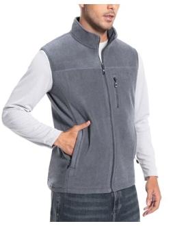 Pioneer Camp Men's Full-Zip Polar Fleece Vest Casual Lightweight Sleeveless Outerwear with 5 Pockets Soft Warm Winter Jacket