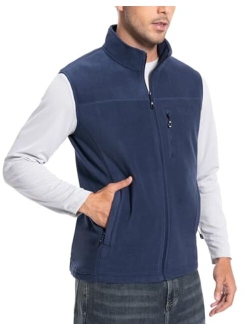 Pioneer Camp Men's Full-Zip Polar Fleece Vest Casual Lightweight Sleeveless Outerwear with 5 Pockets Soft Warm Winter Jacket