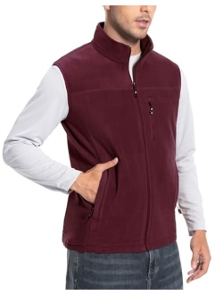 Pioneer Camp Men's Full-Zip Polar Fleece Vest Casual Lightweight Sleeveless Outerwear with 5 Pockets Soft Warm Winter Jacket