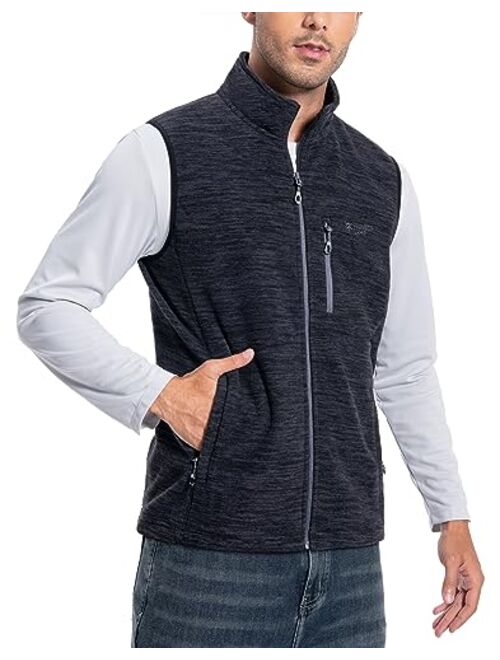 Pioneer Camp Men's Full-Zip Polar Fleece Vest Casual Lightweight Sleeveless Outerwear with 5 Pockets Soft Warm Winter Jacket