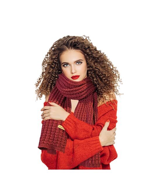 Boaisdus Winter Chunky Knit Scarfs Women's Thick Warm Knit Scarves Soft Long Chunky Knitted Scarf for Outddor Men & Women