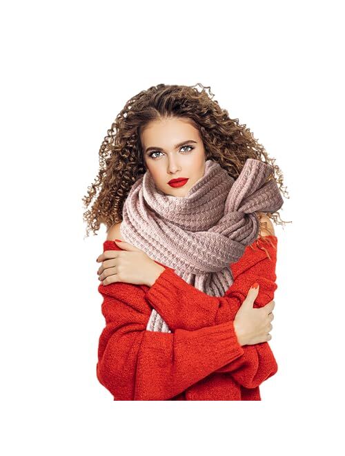 Boaisdus Winter Chunky Knit Scarfs Women's Thick Warm Knit Scarves Soft Long Chunky Knitted Scarf for Outddor Men & Women