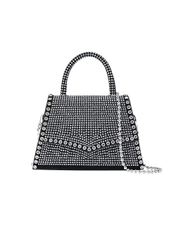 DEEPMEOW Qorioly Glitter Rhinestone Crossbody Evening Bag - Fashion Crystal Top Handle Bags Cocktail Party Club Bling Clutch Purse for Women