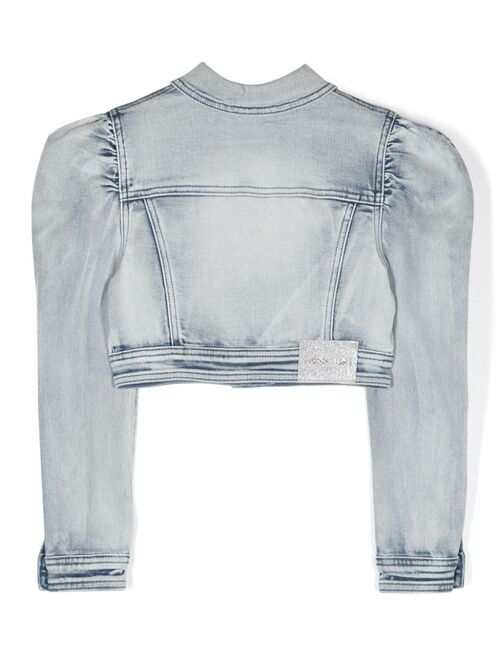 Monnalisa crystal-embellished denim jacket