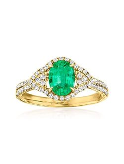 1.30 Carat Emerald and .40 ct. t.w. Diamond Ring in 14kt Yellow Gold