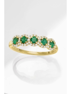 0.50 ct. t.w. Emerald and .20 ct. t.w. Diamond Ring in 14kt Yellow Gold