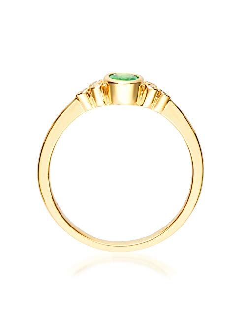 Gin & Grace 10K Yellow Gold Natural Zambian Emerald Ring with Natural Diamonds for women | Ethically, authentically & organically sourced Oval-Cut Emerald hand-crafted je