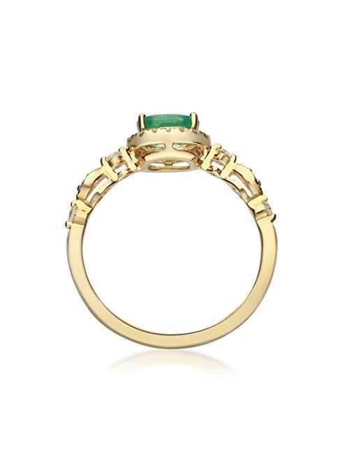 Gin & Grace 14K Yellow Gold Natural Zambian Emerald Ring with Natural Diamonds for women | Ethically, authentically & organically sourced Oval-Cut Emerald hand-crafted je