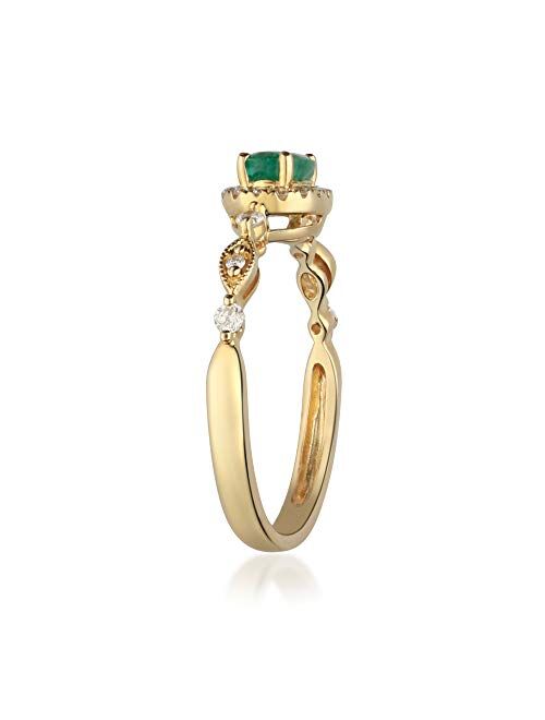 Gin & Grace 14K Yellow Gold Natural Zambian Emerald Ring with Natural Diamonds for women | Ethically, authentically & organically sourced Oval-Cut Emerald hand-crafted je