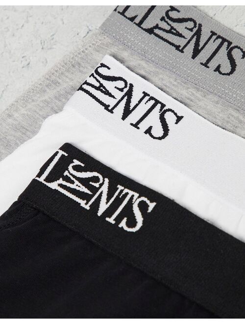 AllSaints 3-pack boxers in white/gray/black