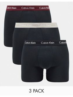 3-pack boxer briefs with colored waistband in black