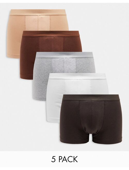 ASOS DESIGN 5 pack trunks in multiple colors