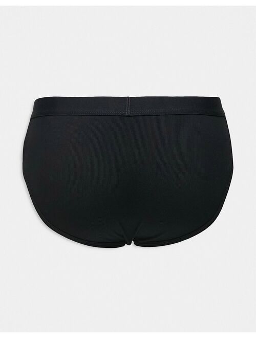 ASOS DESIGN 3 pack briefs in black rib