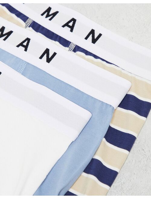 Topman 3 pack trunks in blue, white and navy stripe