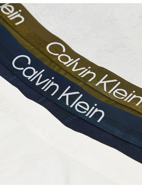 Calvin Klein 3-pack trunks in navy, gray and khaki