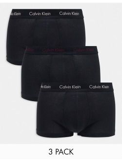 Cotton Stretch 3 pack low rise boxer briefs in black