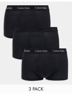 Cotton Stretch 3 pack low rise boxer briefs in black