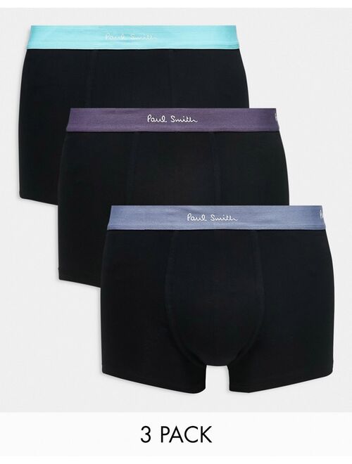 Paul Smith 3 pack color waistband trunks in black