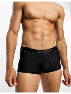 CK Black low rise trunk in black with gold logo waistband