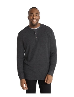 Mens Waffle Henley Long Sleeve Tshirt Big & Tall