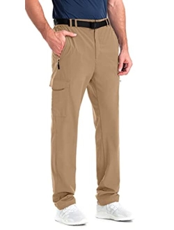 clothin Men's Elastic-Waist Travel Pant Stretchy Lightweight Pant Multi-Pockets Quick Dry Breathable