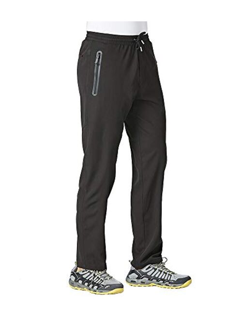 TBMPOY Men's Lightweight Hiking Travel Pants Breathable Athletic Fishing Active Joggers Zipper Pockets