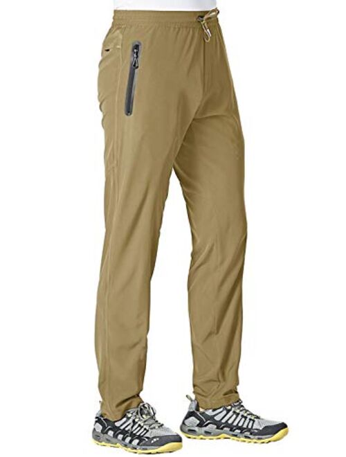 TBMPOY Men's Lightweight Hiking Travel Pants Breathable Athletic Fishing Active Joggers Zipper Pockets