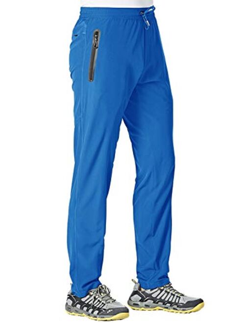 TBMPOY Men's Lightweight Hiking Travel Pants Breathable Athletic Fishing Active Joggers Zipper Pockets