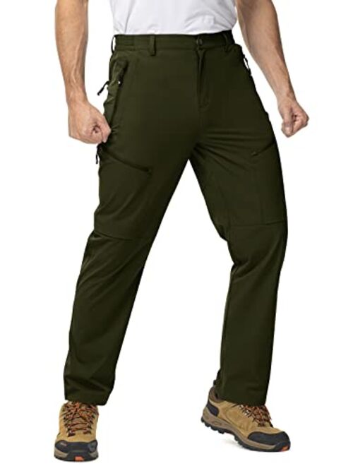 TBMPOY Men's Lightweight Hiking Travel Pants 5 Zip Pockets Stretch Quick Dry Work Pant Cargo Outdoor Camping Fishing