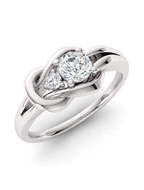 Diamondere Natural and Certified Gemstone and Diamond Engagement Ring in 14K White Gold | 0.25 Carat Infinity Knot Ring Size 4 to 9