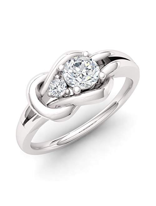 Diamondere Natural and Certified Gemstone and Diamond Engagement Ring in 14K White Gold | 0.25 Carat Infinity Knot Ring Size 4 to 9