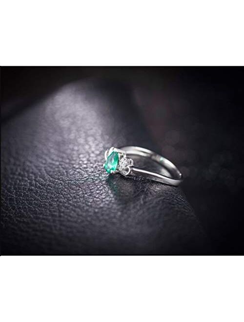 Ayoiow 18K Gold Band Dainty with Created Emerald 0.5ct Heart and Teardrop Shape Engagement Bands for Women