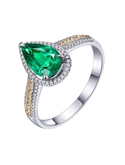 Ayoiow 18K Gold Ring Cleaner with Created Emerald 1ct Teardrop Wedding Bands for Lover