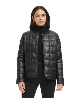 Women's Faux Leather Quilted Jacket
