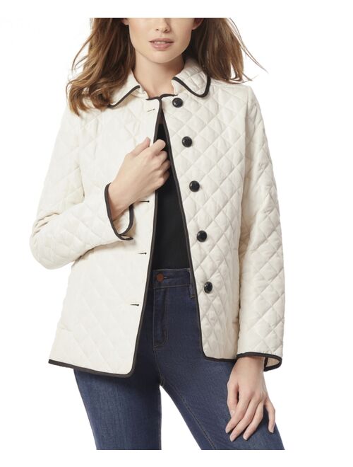 JONES NEW YORK Petite Diamond Quilted Piped Button-Down Jacket