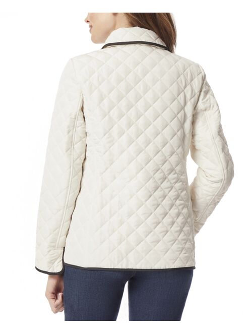 JONES NEW YORK Petite Diamond Quilted Piped Button-Down Jacket