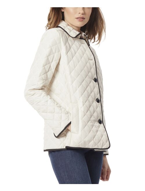 JONES NEW YORK Petite Diamond Quilted Piped Button-Down Jacket