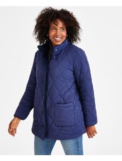 STYLE & CO Petite Reversible Quilted & Sherpa Jacket, Created for Macy's