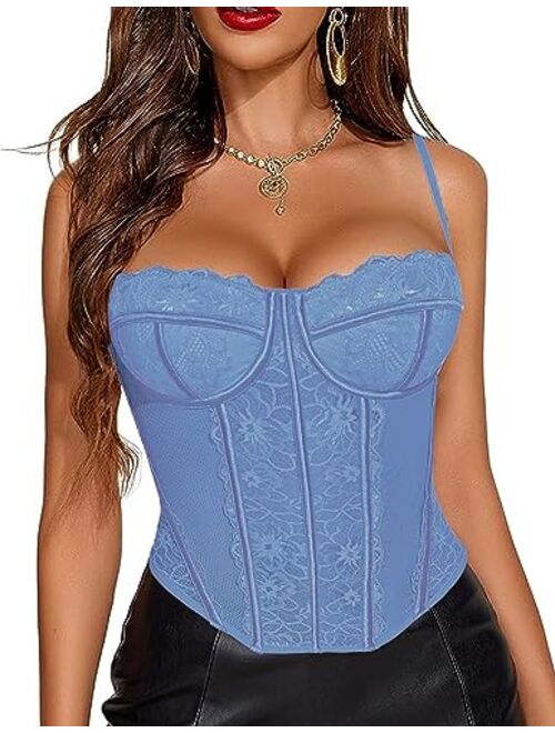 Avidlove Lace Corset Top Corset Tops for Women Sexy Bustier Tops for Women Going Out Vintage Spaghetti Strap Party