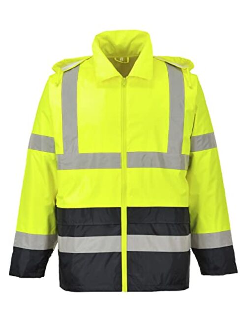 Portwest UH443 Men's Lightweight Hi Vis Reflective Contrast Rain Jacket ANSI Class 3 Yellow/Black