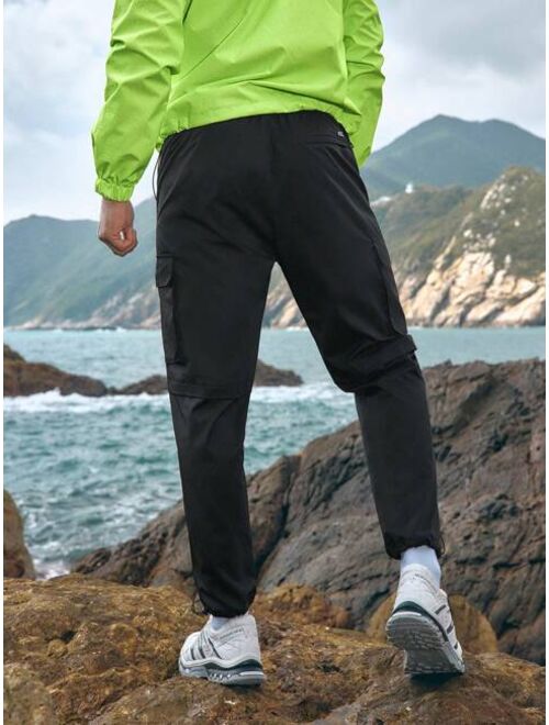 In My Nature Men Letter Graphic Colorblock Drawstring Hooded Outdoor Pants