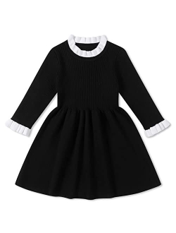 RAISEVERN Toddler Girl Sweater Dresses Kids Knit Fall Winter Long Sleeve Dress for 12M-5T